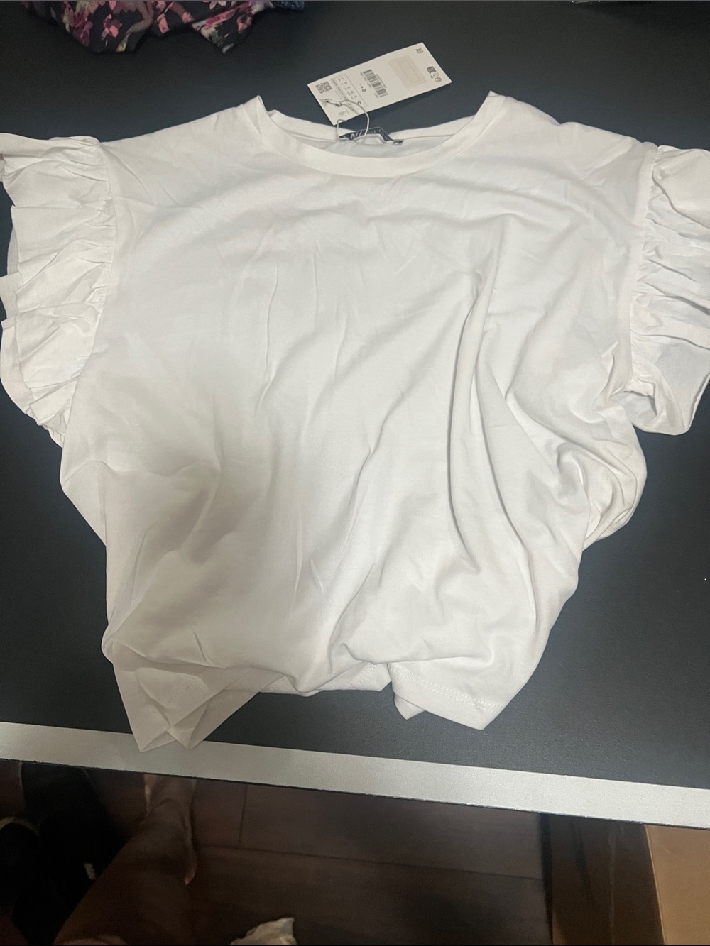 Zara White Ruffle Sleeve Top